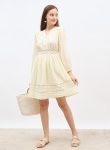 Styli Schiffli Detail V-Neck A-Line Mini Dress 1