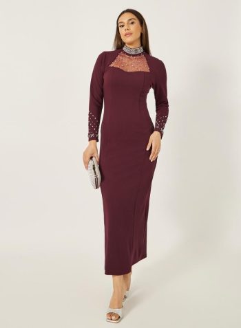 Styli Embellished Sweetheart Neck Sheath Maxi Dress 1