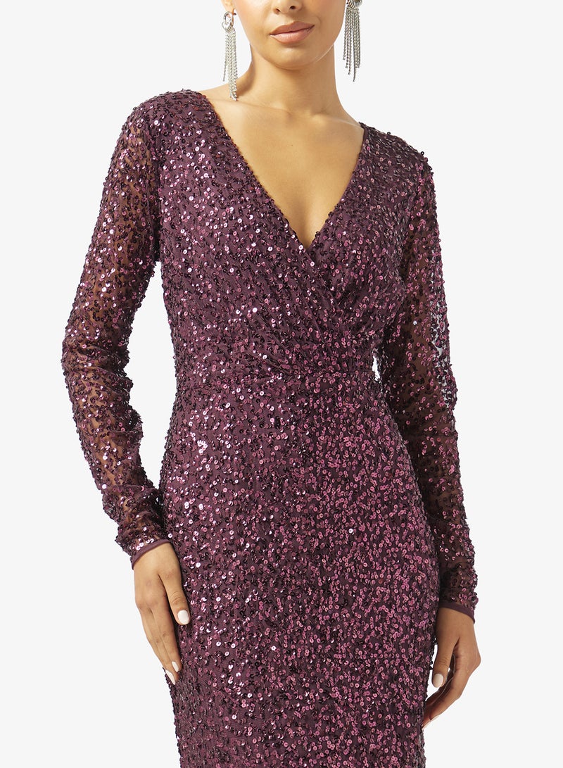 namshi-x-v-neck-bead-embellished-evening-gown-3 Namshi x V Neck Bead Embellished Evening Gown 3