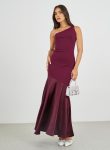 Styli Solid One Shoulder Mermaid Hem Maxi Dress 1
