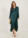 Styli Satin Tassel Detail Long Sleeves Wrap Maxi Dress 1
