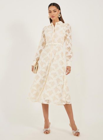 Styli Lace Flared Hem A-Line Midi Dress 1
