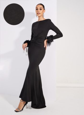 Styli Fur Cuff Gown Dress 1