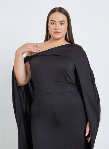 Styli Plus Cape Sleeve Maxi Dress With Front Slit 2