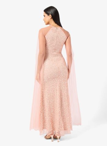 Namshi x Beaded Embellished Evening Dress with Cape Sleeves 2