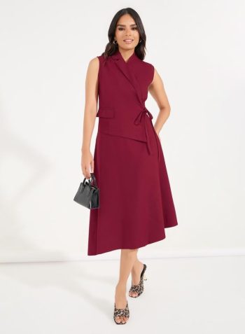 Styli Plain Tie-Up Sleeveless Blazer Midi Dress 1