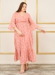 Styli Plus Floral Print Gathered Detail A-Line Maxi Dress 1