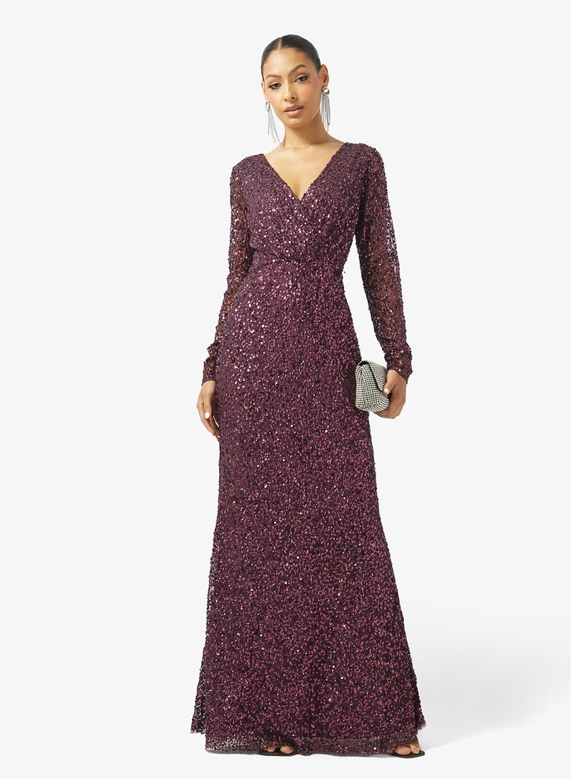 namshi-x-v-neck-bead-embellished-evening-gown-5 Namshi x V Neck Bead Embellished Evening Gown 5