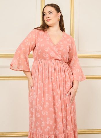 Styli Plus Floral Print Gathered Detail A-Line Maxi Dress 2