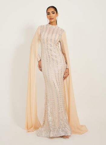 Styli Sequin Cape Sleeve Dress 1