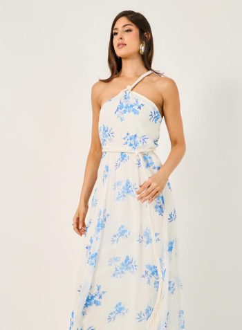 Styli All-Over Floral Print Braid Detail A-Line Maxi Dress 2