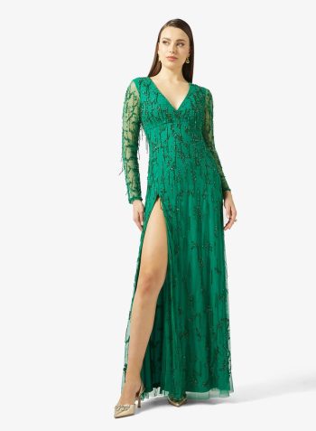 Namshi x Plunge Neck Bead Embellished Gown 1