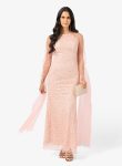Namshi x Beaded Embellished Evening Dress with Cape Sleeves 1