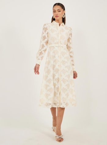 Styli Lace Flared Hem A-Line Midi Dress 2