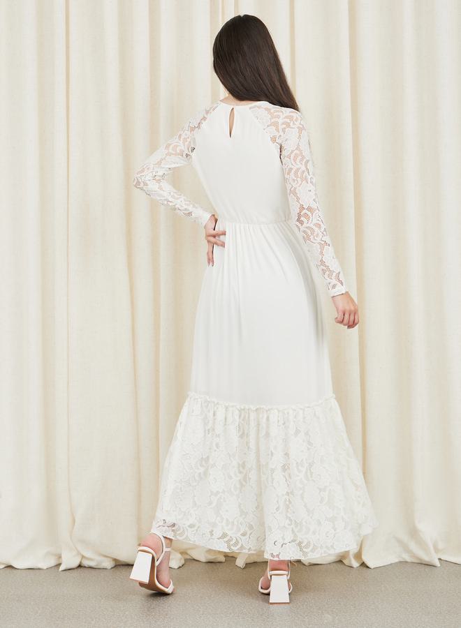 styli-lace-sheer-detail-a-line-tiered-maxi-dress-4 Styli Lace Sheer Detail A-Line Tiered Maxi Dress 4
