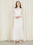 Styli Lace Sheer Detail A-Line Tiered Maxi Dress 1
