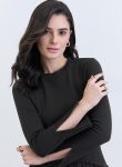 styli-women-black-long-sleeves-a-line-midi-dress-1