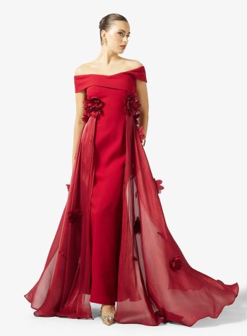 Namshi x Off Shoulder 3D Floral Detail Evening Dress 1