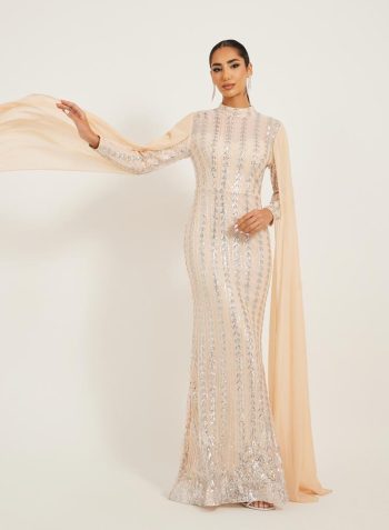 Styli Sequin Cape Sleeve Dress 2