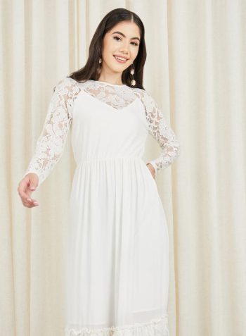 Styli Lace Sheer Detail A-Line Tiered Maxi Dress 2