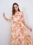 Styli Beige All-Over Print Tiered Maxi Dress 1