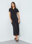Styli Women Studded Collar Shirt Maxi Dress 1