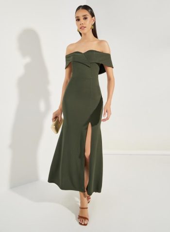 Styli Off-Shoulder Slit Dress 1