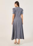 styli-textured-ruched-sleeves-a-line-midi-dress-1