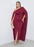 Styli Plus Cape Sleeve Maxi Dress With Front Slit 1