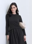 Styli Women Black Long Sleeves A-Line Midi Dress 1