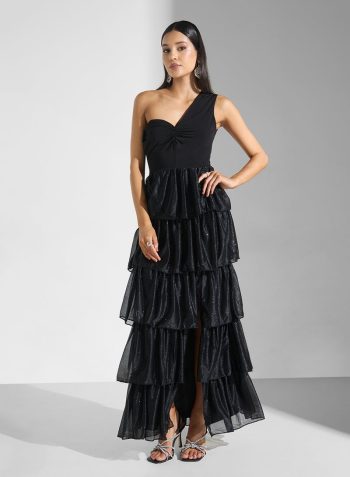 Namshi x One Shoulder Pleated Tiers Dress 1