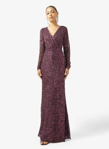 Namshi x V Neck Bead Embellished Evening Gown 1